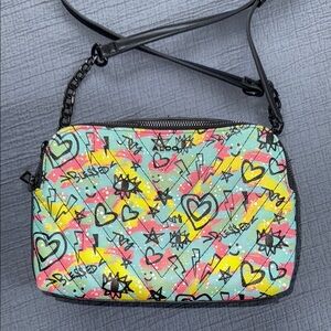 ALDO. Crossbody, Chains, Scribble Graffiti Quilted Bag EUC